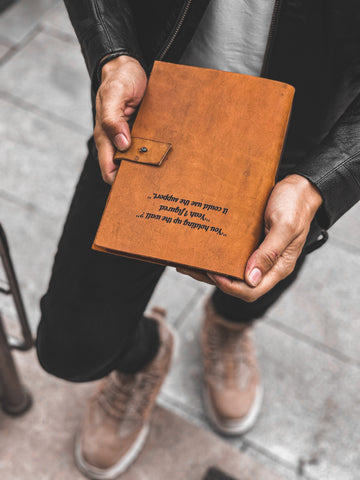 engraved leather notebook