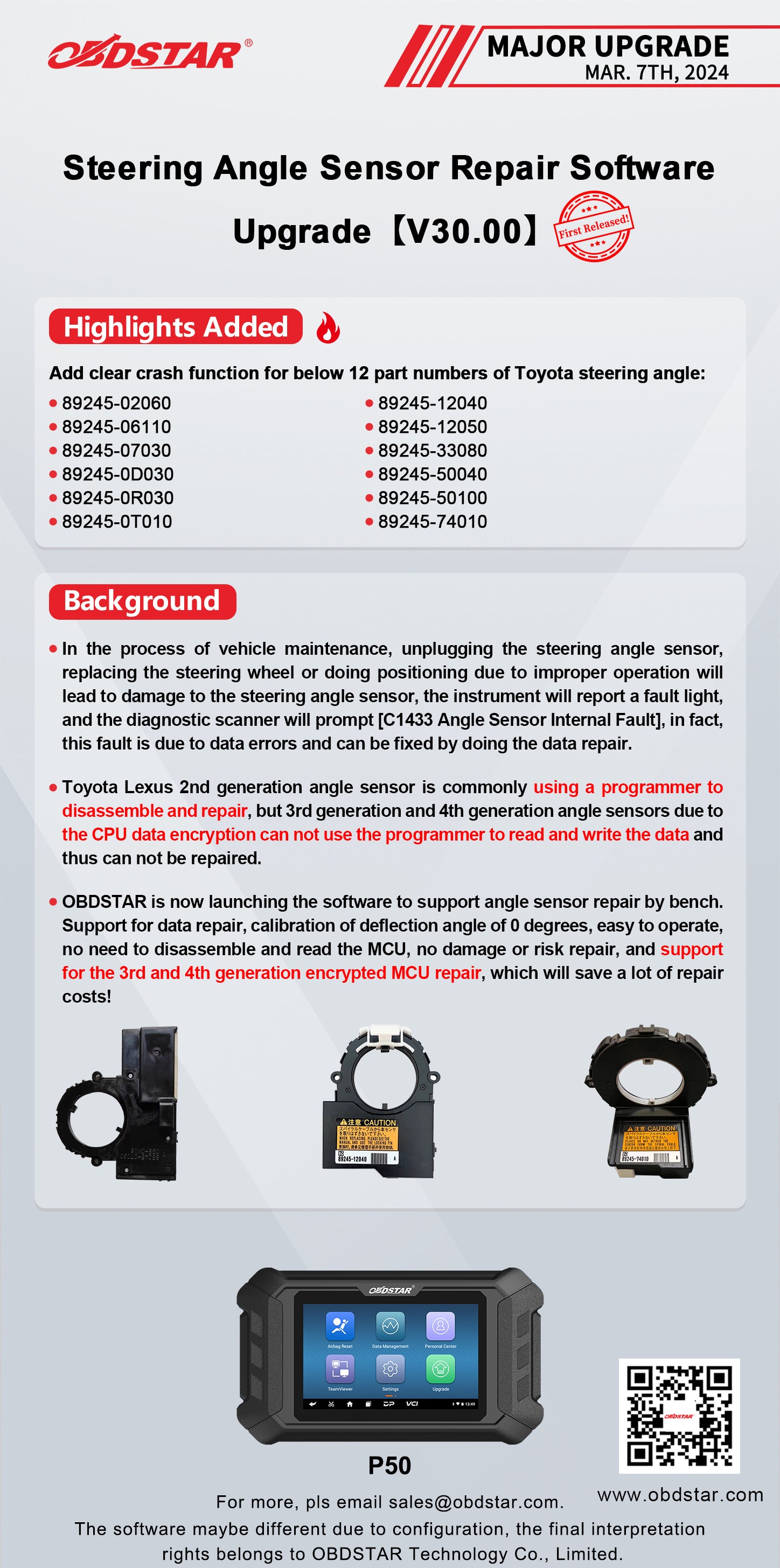 Steering Angle Sensor Repair Software