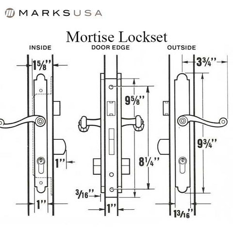 Marks USA - Thinline Series 2750B - Ornamental Iron Mortise Lockset - Sgl Cylinder - Backset: 2-1/2" - Entrance - Bright Brass - LH/RH - UHS Hardware