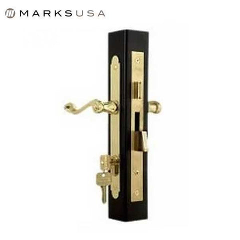 Marks USA - Thinline Series 2750B - Ornamental Iron Mortise Lockset - Sgl Cylinder - Backset: 2-1/2" - Entrance - Bright Brass - LH/RH - UHS Hardware