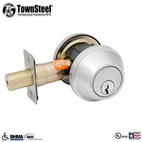 Schlage Bright Brass Single Cylinder Deadbolt and Plymouth Keyed Entry Knob  - Town Hardware & General Store