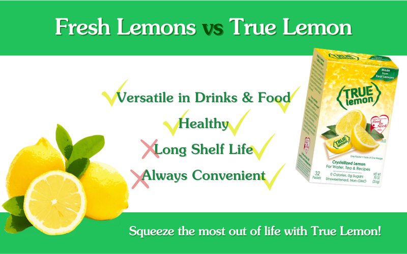 infographic for True Citrus highlighting our product benefits over lemeon juice