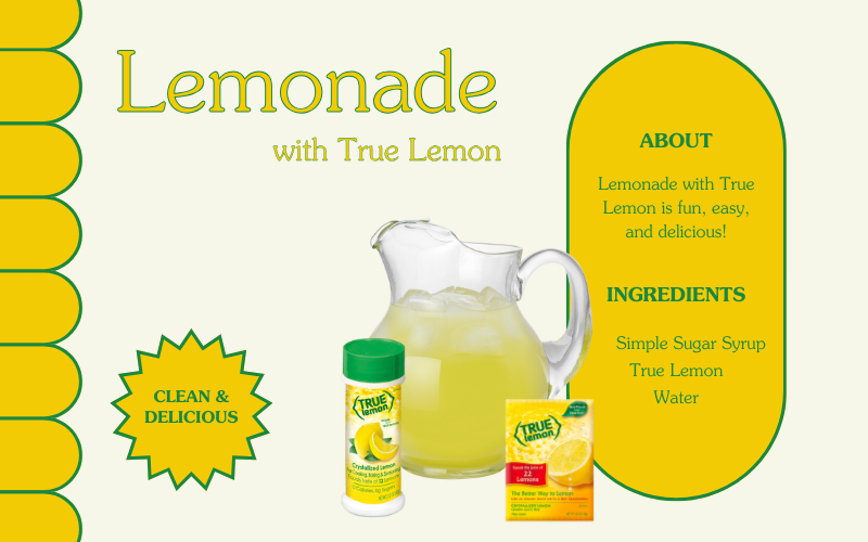 Infographic for True Lemon featuring lemonade stand ingredients