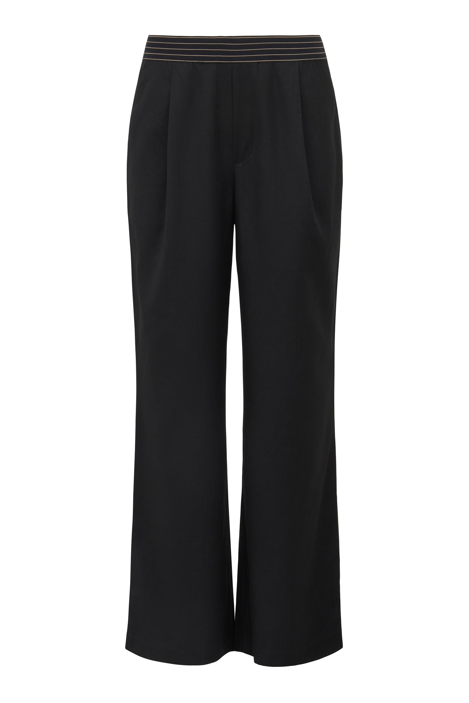 MONROW Wide Leg Seamed Pants in Almost Black