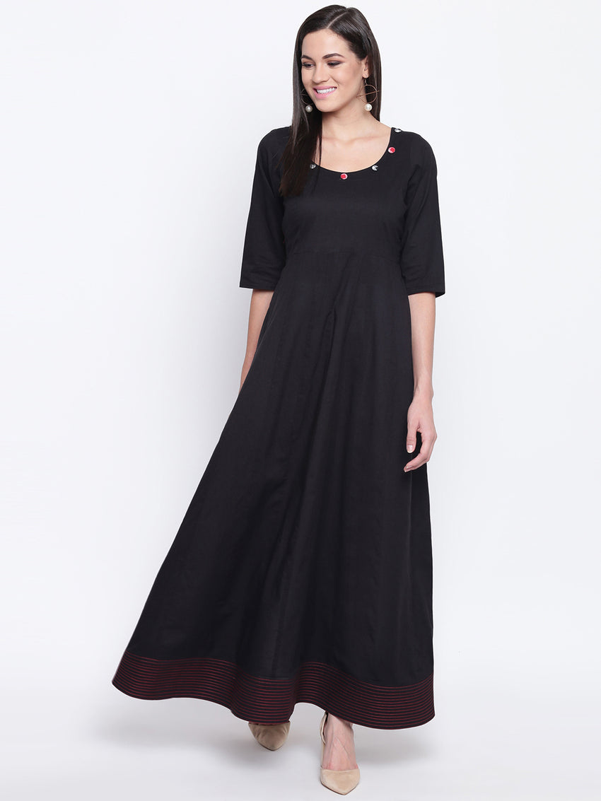 black anarkali cotton