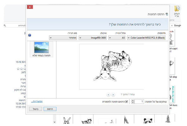 הדפסה על דפי ספרים מהמחשב
