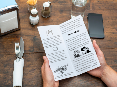 photo of a menu at a table