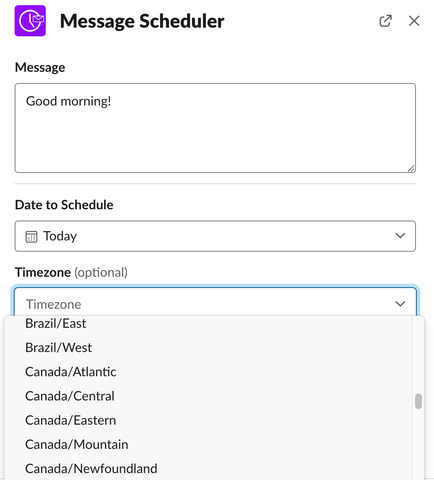 schedule slack messages for a specific timezone