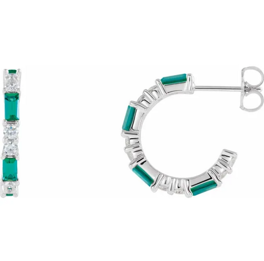 Hyacinth Emerald & Diamond Hoop Earrings