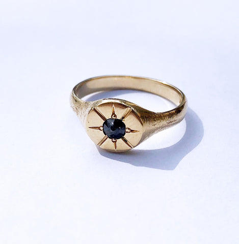 Bexon Jewelry Opus Signet Ring with Star-set Black Rose Cut Diamond