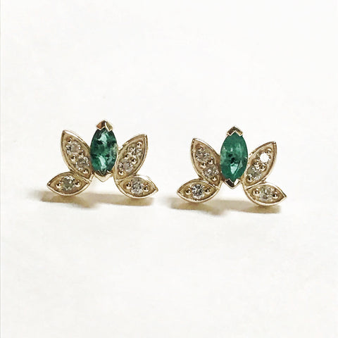 Emerald Marquise and Diamond Stud Earrings Bexon Jewelry By Christina Atkinson