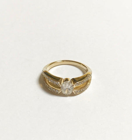 Bridal Redesign Ring 14k Yellow Gold with Oval Diamond and Pave by Christina Atkinson Bexon Jewelry