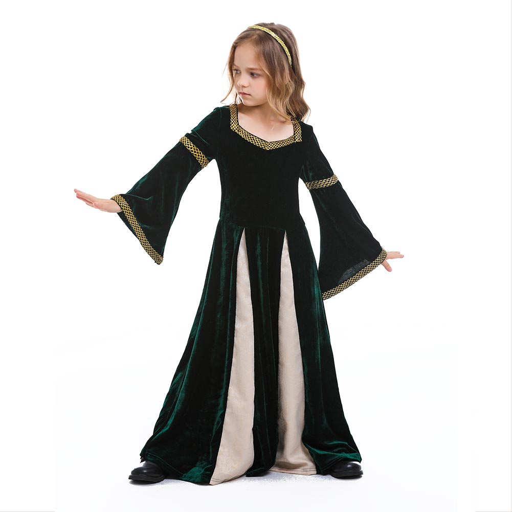 Déguisement Enfant Médiéval Fille Robe Verte - Déguisement ...