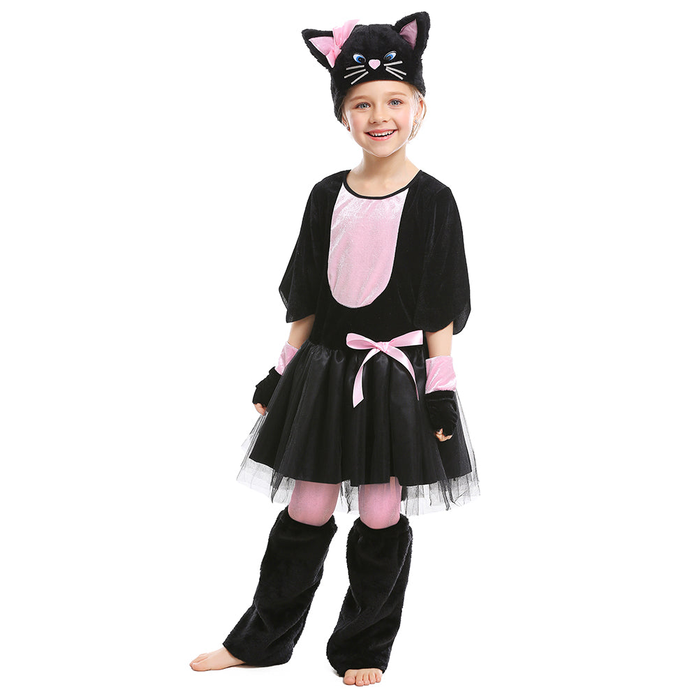 Deguisement Fille Robe Chat Minou Adorable Halloween Carnaval Costume Deguisement Carnaval