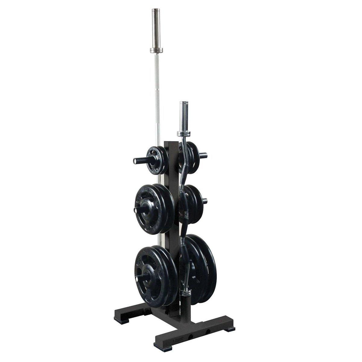 Image of York Barbell Olympic Plate Tree Rack with 2 Olympic Bar Holders