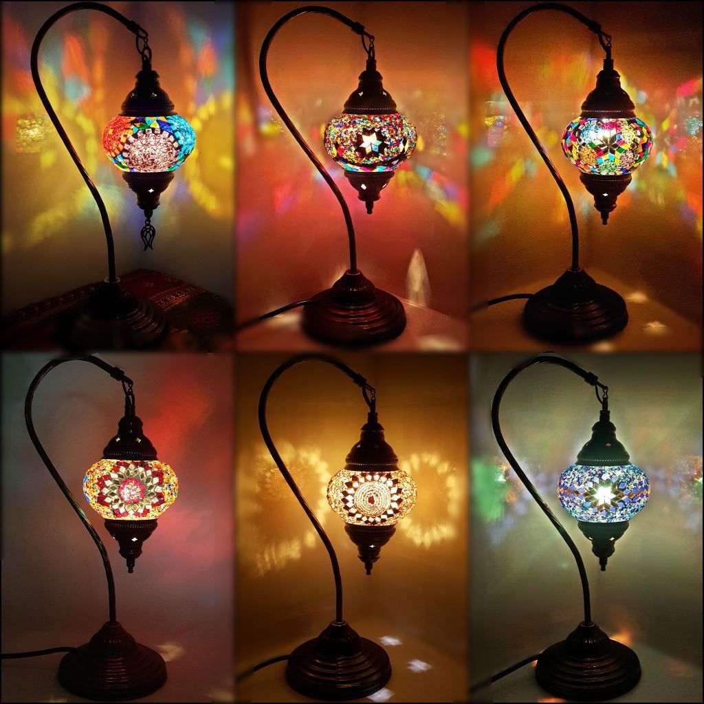 Handmade Turkish Moroccan Arabian Eastern Bohemian Tiffany Style Glass Mosaic Beautiful Table Lamp Lamps Home Decor World Home Living