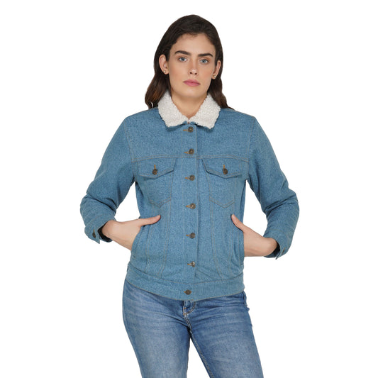 Buy StyleStone Women's Denim Jacket with Soft Warm Faux Fur Lining inside-  Ice Blue (3746IceLambS) at Amazon.in