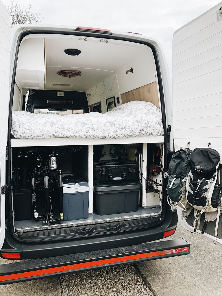 Living full time in a sprinter Campervan garage storage 