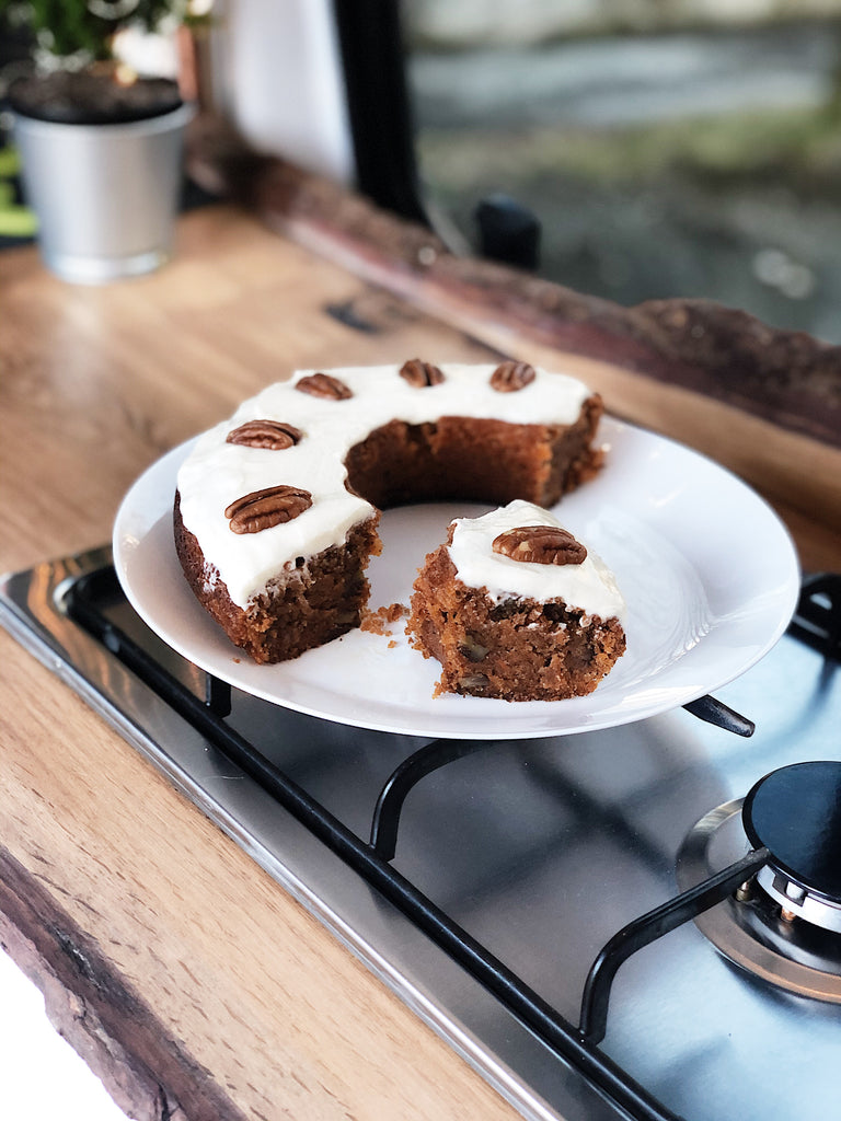 Vegan carrot cake make in an Omnia Oven