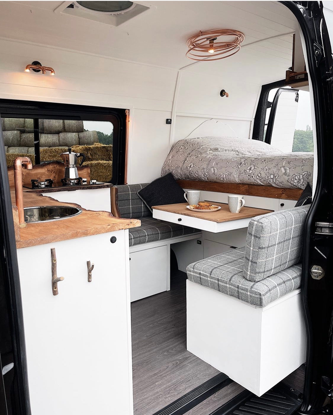 Slider out table in a campervan