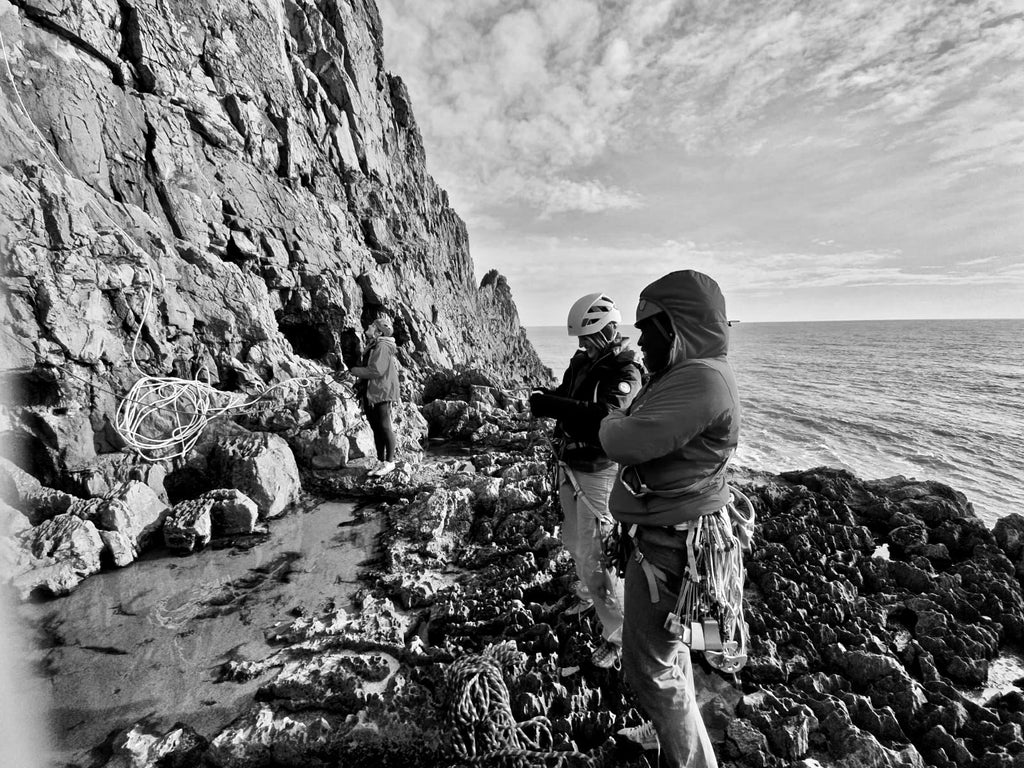 Abseiling in Pembroke rock climbing