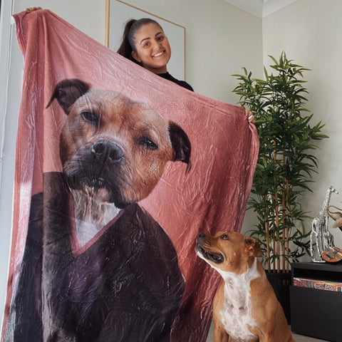 dog portrait blanket for dog mom