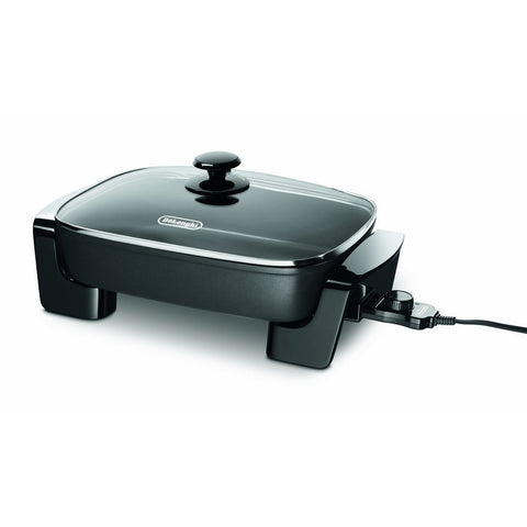 Electric Skillet with with Glass Lid, 16" x 12", Black