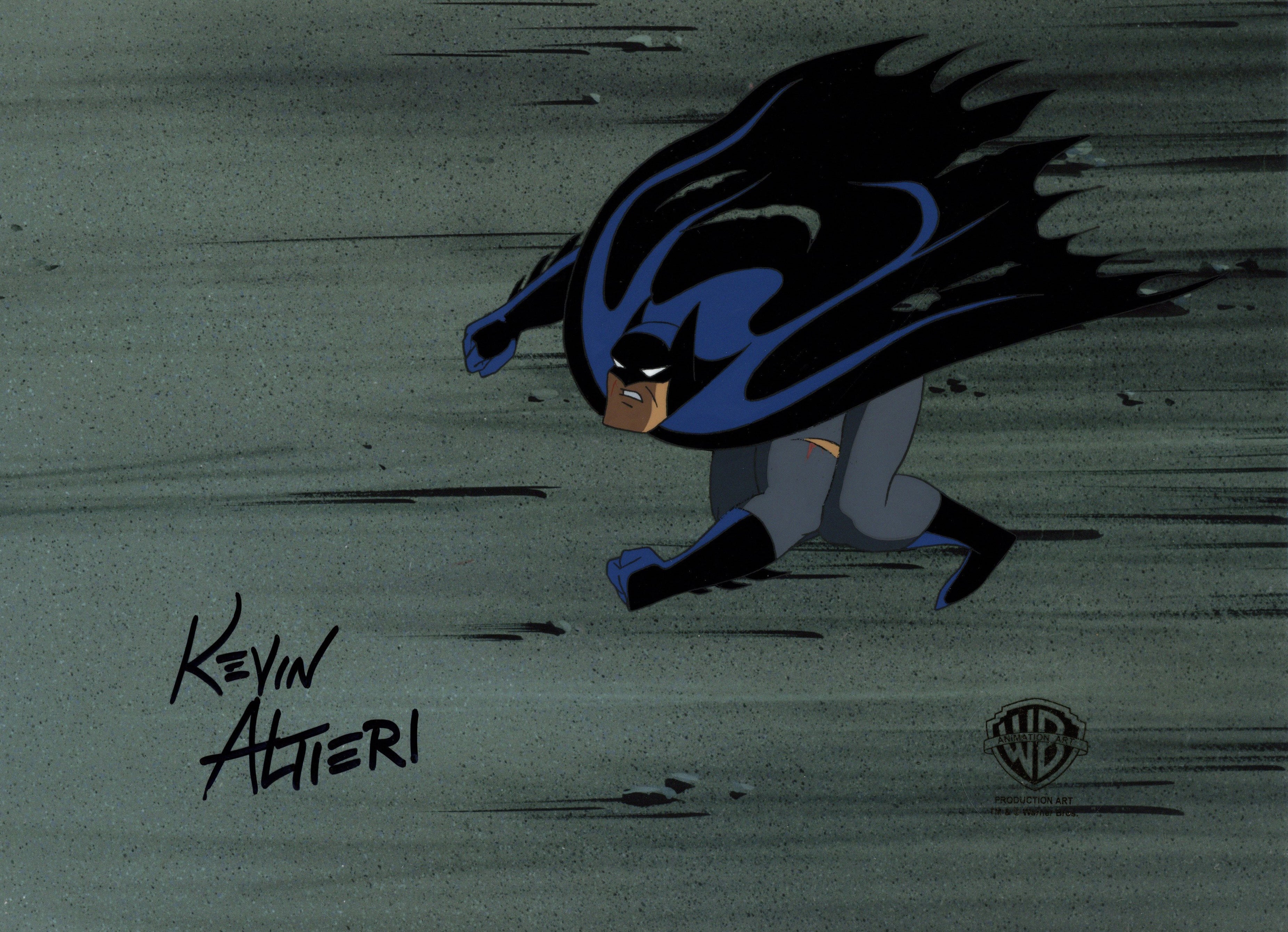 Batman: Mask of the Phantasm Original Production Cel with Matching Drawing Double Signed by Kevin Altieri: Batman