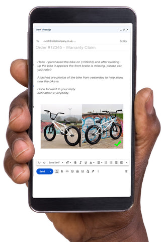 Tribal Bikes warranty claim on mobile phone example image