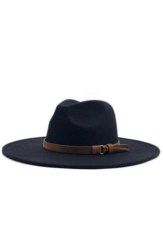 Wide brim black fedora hat