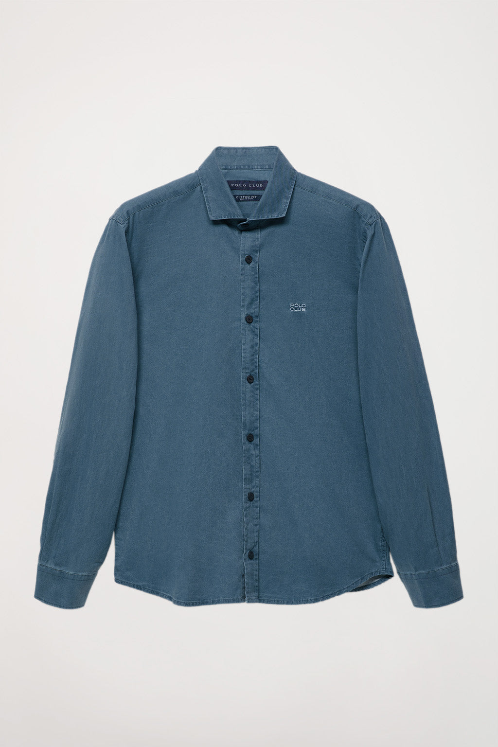 Moderador Conceder Albardilla Camisa lavada azul denim y logo bordado – Polo Club