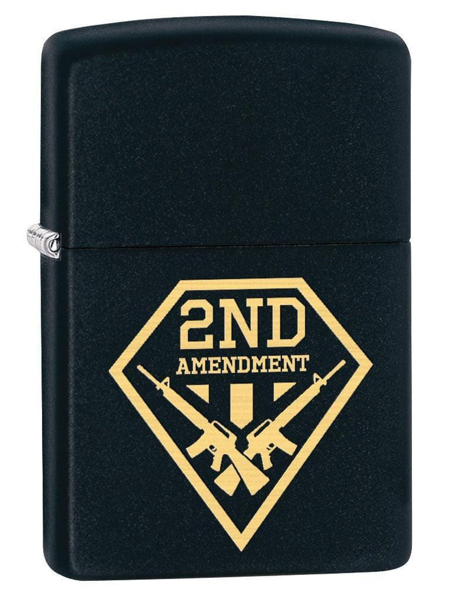 Zippo Lighter: Second Amendment Gun Shield - Black Matte ...