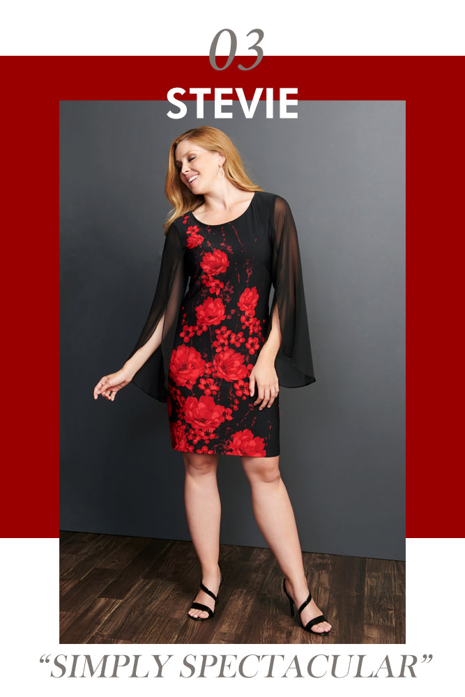 Stevie Red Floral Placement Print Dress | Connected Apparel