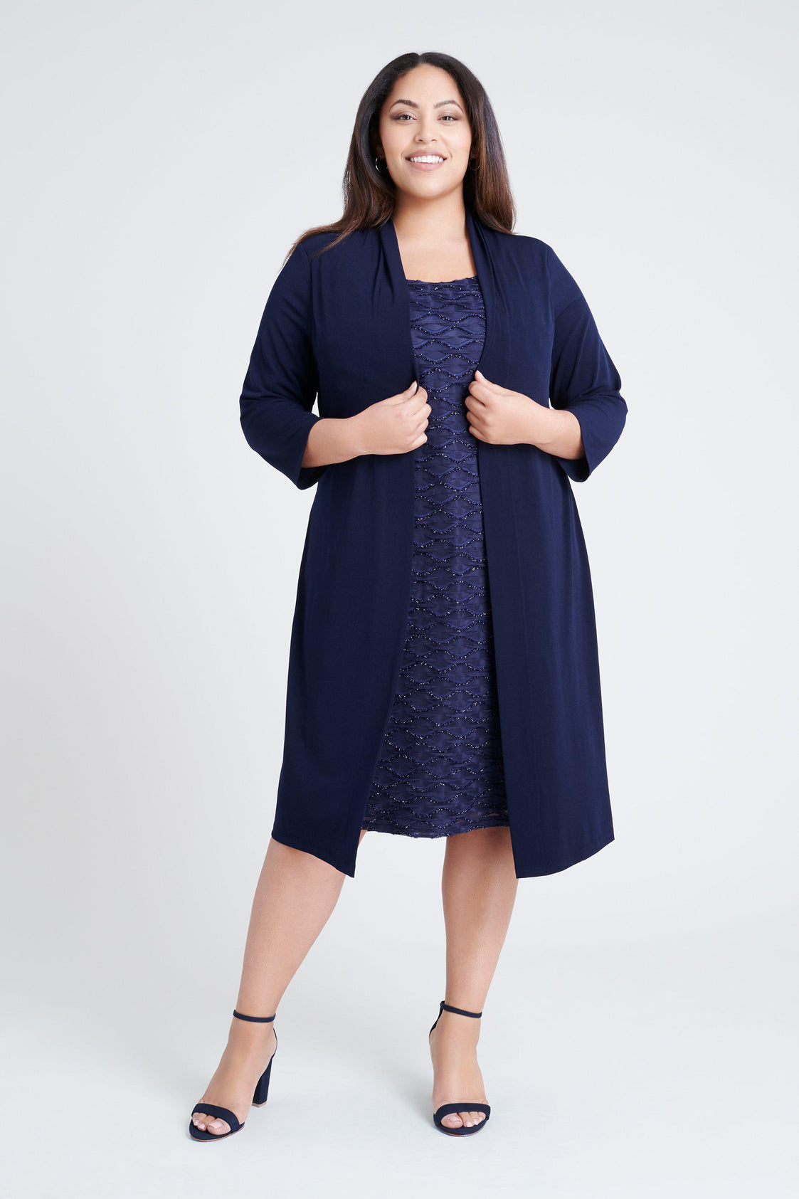 navy blue jacket dress