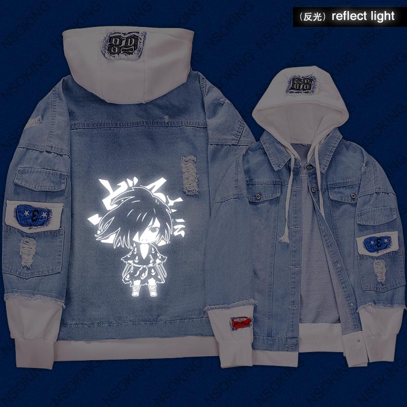 Dororo Hyakkimaru Anime Reflect Light Hoodie Denim Jacket Weargg