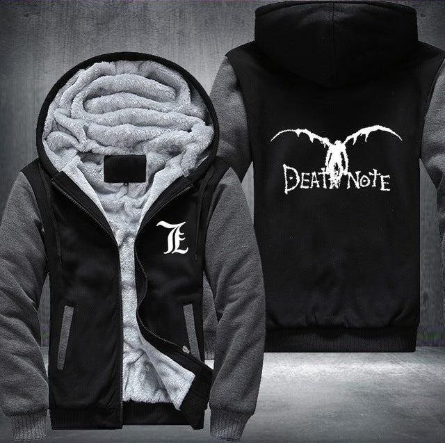 Death Note Hoodie Anime Hooded Thick Zipper Men Cardigan Sweatshirts Weargg