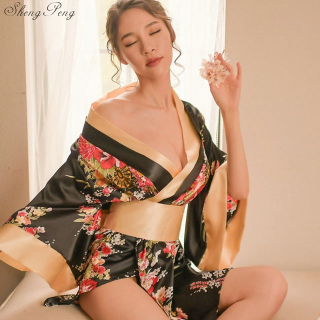 Women Japanese Floral Kimono Robe Sexy Nightgown Sleepwear Weargg