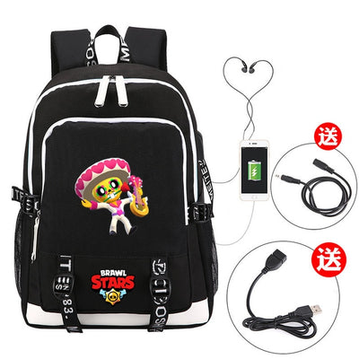 Brawl Stars Usb Charging Canvas Backpack Weargg - mochila brawl stars crow