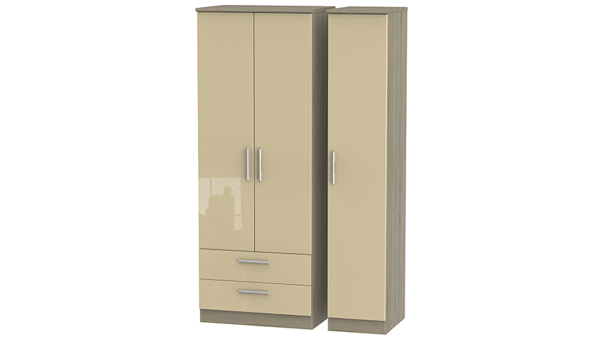 Burnham Tall 3 Door Wardrobe with 2 Drawers