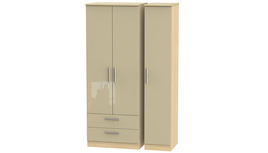 Burnham Tall 3 Door Wardrobe with 2 Drawers