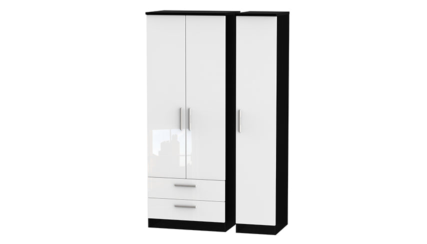 Burnham Tall 3 Door Wardrobe with 2 Drawers