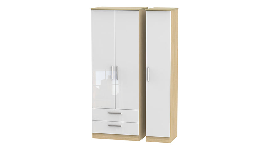 Burnham Tall 3 Door Wardrobe with 2 Drawers