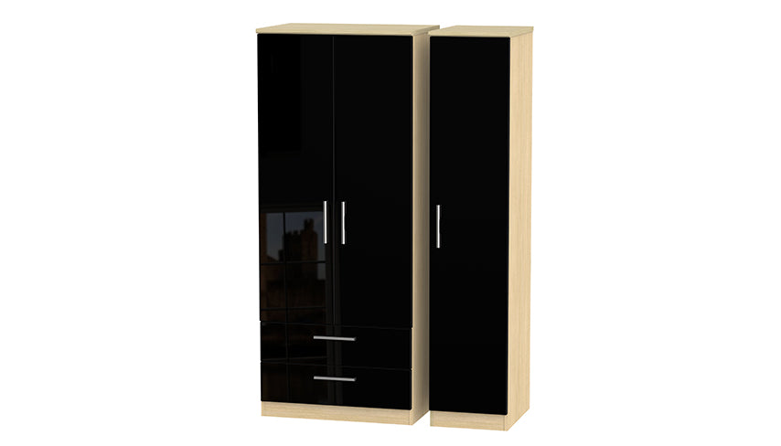 Burnham triple wardrobe with 2 drawers