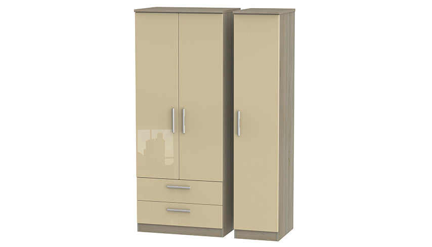 Burnham triple wardrobe with 2 drawers