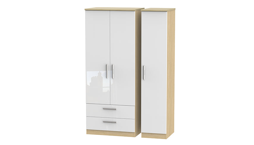 Burnham triple wardrobe with 2 drawers