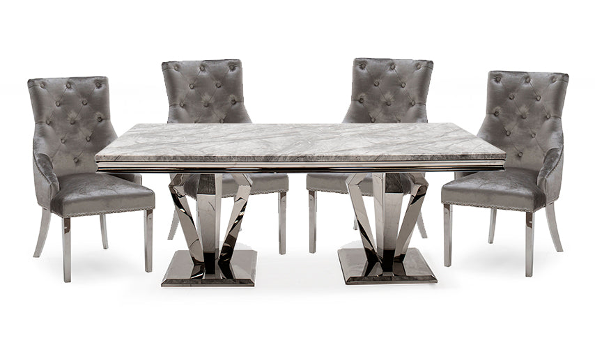 Amour 1.6m Marble Dining Table with 4 Chairs
