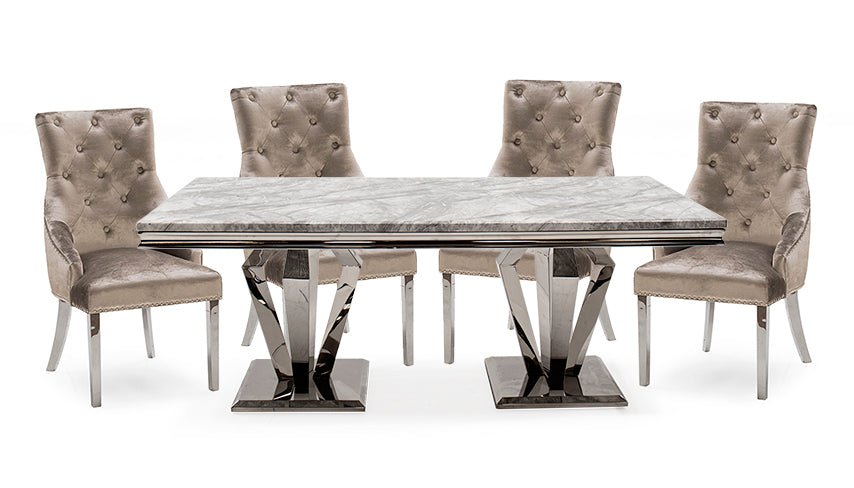 Amour 1.6m Marble Dining Table with 4 Chairs