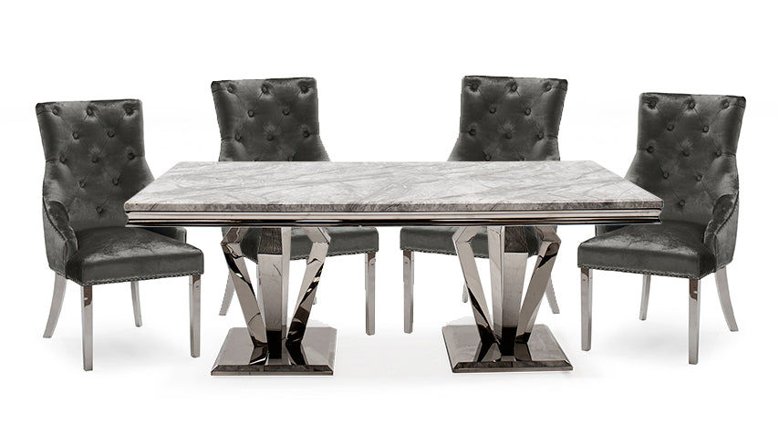 Amour 1.8m Marble Dining Table with 4 Chairs