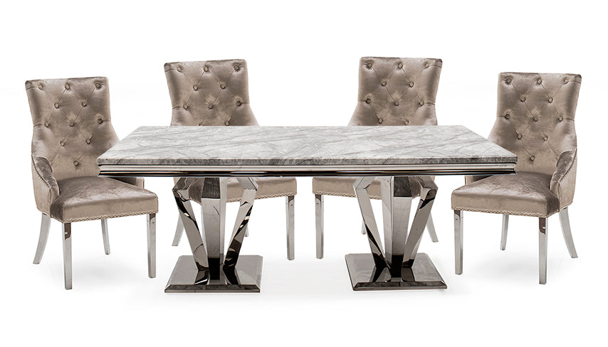 Amour 1.8m Marble Dining Table with 4 Chairs