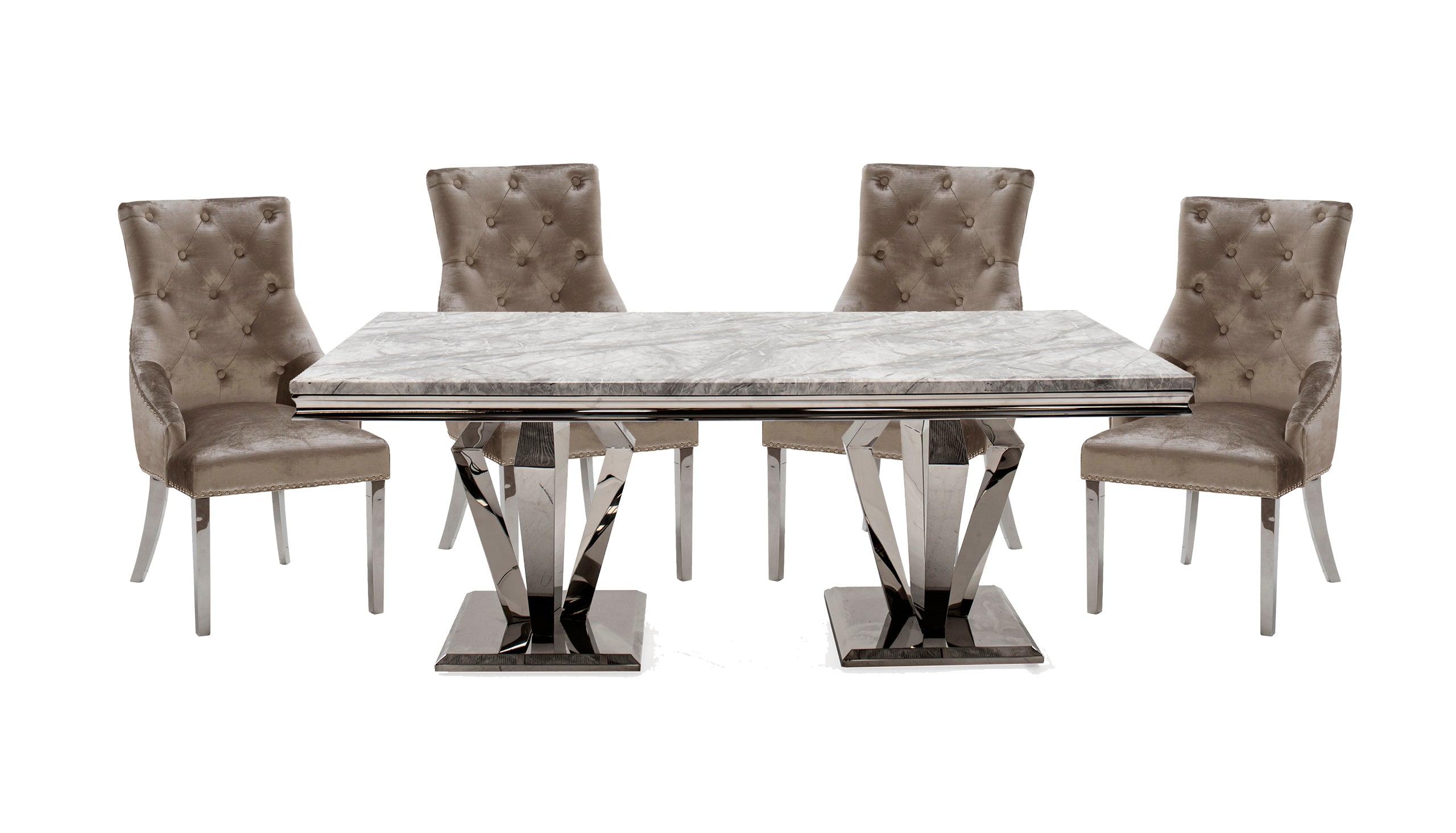 Amour 2m Marble Dining Table with 4 Chairs
